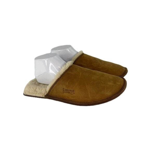 Saddleback Leather Sheepskin Slippers US 9 Flat Slide Fur Lined Shoes - Picture 1 of 15
